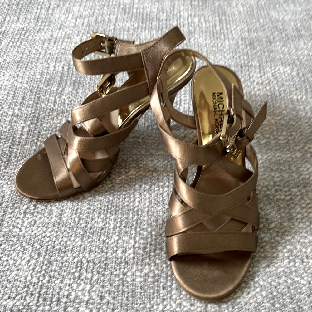 Michael Michael Kors - 6M - Bronze Satin strap heels  in like new condition.